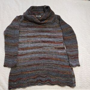Royal Robbins Blue and Brown Cowl Neck Sweater